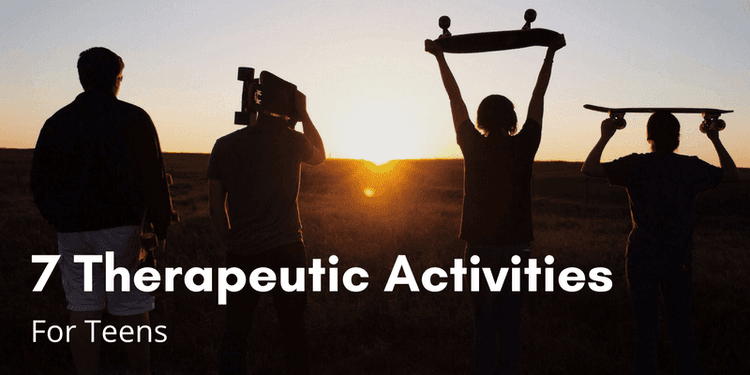 Photograph of teens skateboarding in the sunset as part of a program of therapeutic activities for teens