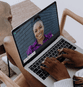 woman video conferencing with patient on simplepractice telehealth platform