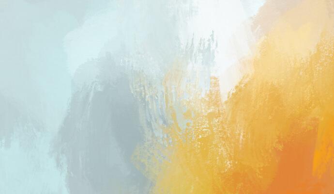 A blue and yellow watercolor abstract painting.