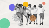 Collage image of children are having fun with group therapy activities designed for kids and teens