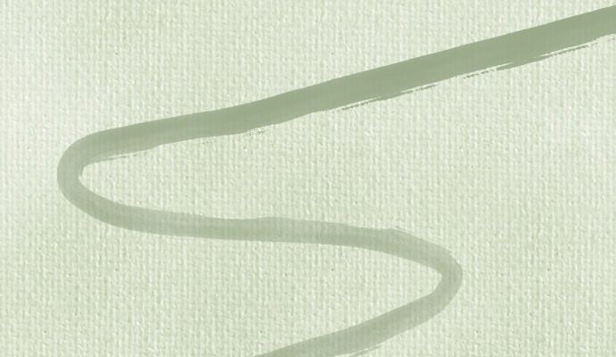 A dark green watercolor stroke forms a path on top of a lighter green background.